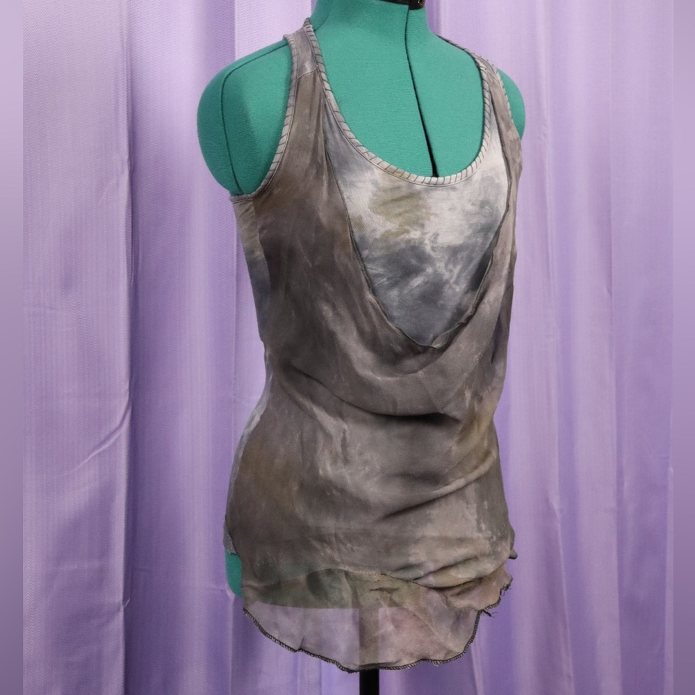 Guess Grunge Tank Top With Organza Over-Layer